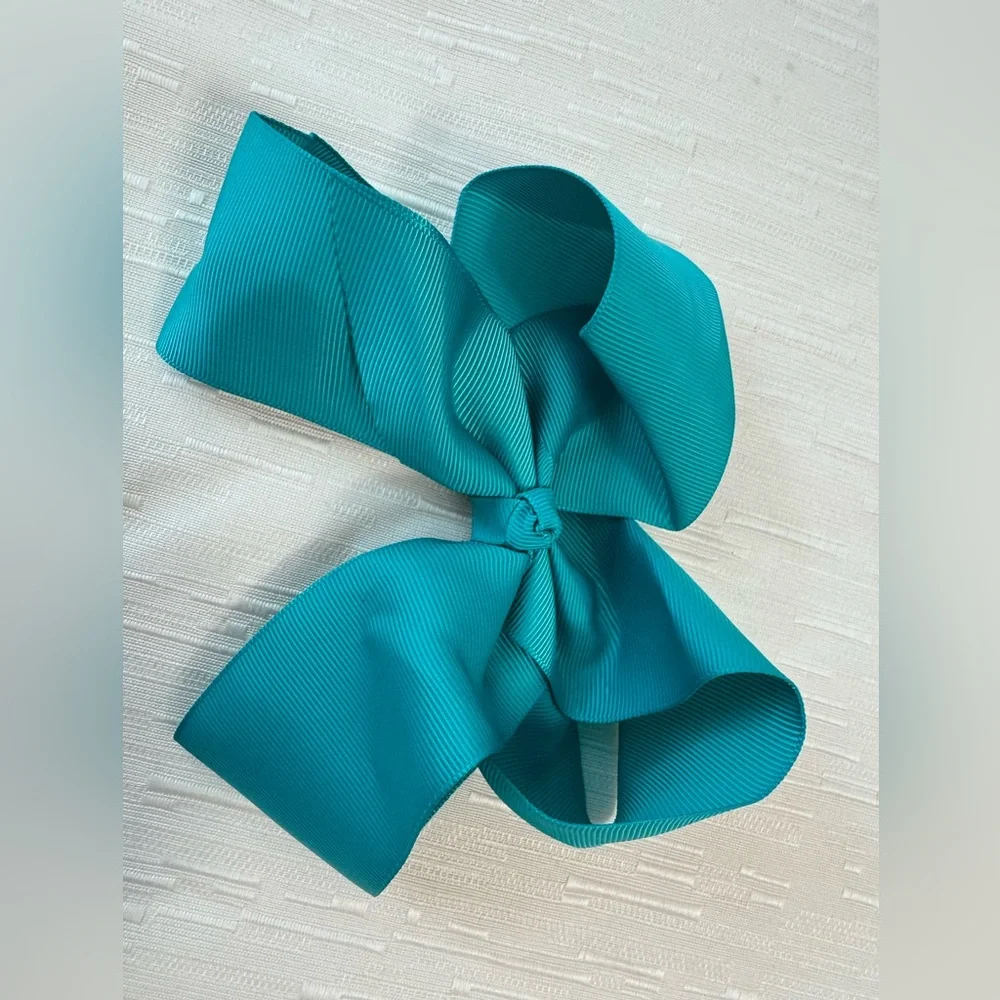 Set of 2 🎀 🎀 6” Teal Boutique Hair Bow Grosgrain Alligator Clip Girls